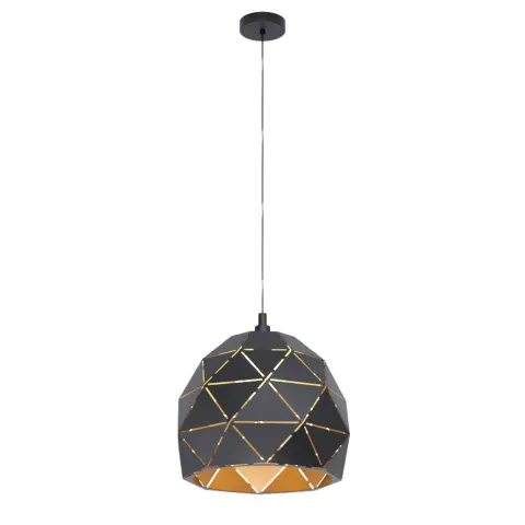 Candeeiro de teto com abajur geométrico preto e dourado ROCCAFORTE EGLO 97841