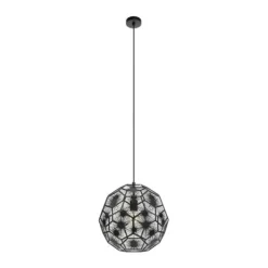 Candeeiro de teto com abajur geométrico em metal preto SKOURA 1 EGLO 39618