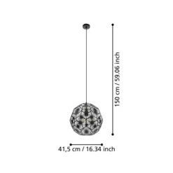 Candeeiro de teto com abajur geométrico em metal preto SKOURA 1 EGLO 39618