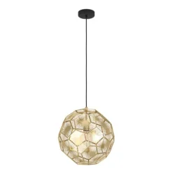Candeeiro de teto com abajur metal latão e design geométrico SKOURA EGLO 39755