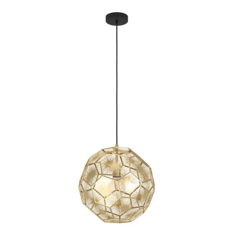 Candeeiro de teto com abajur metal latão e design geométrico SKOURA EGLO 39755