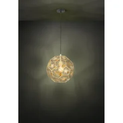 Candeeiro de teto com abajur metal latão e design geométrico SKOURA EGLO 39755