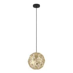 Candeeiro de teto com abajur metálico cor de latão SKOURA EGLO 39754