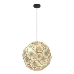Candeeiro de teto com abajur metálico latão geométrico SKOURA EGLO 39756
