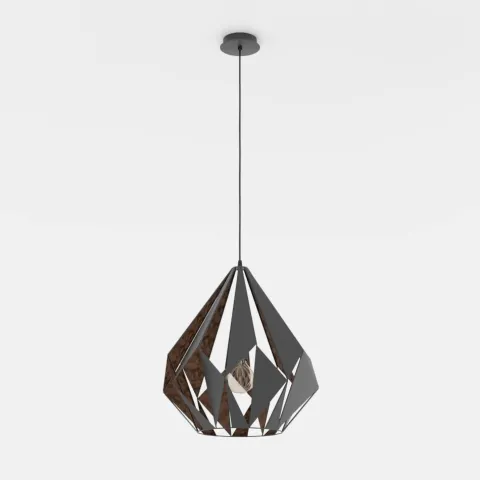 Candeeiro de teto com abajur metálico preto e interior cobre CARLTON 1 EGLO 49878