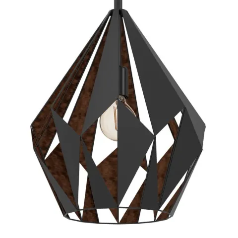 Candeeiro de teto com abajur metálico preto e interior cobre CARLTON 1 EGLO 49878