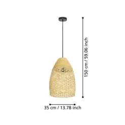Candeeiro de teto com abajur oval em vime natural SAMBUCONA EGLO 390237
