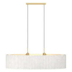 Candeeiro de teto com abajur oval em veludo branco e dourado TAMARESCO EGLO 39764