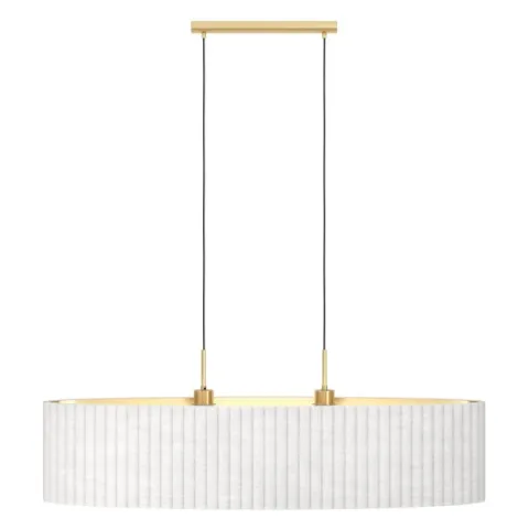 Candeeiro de teto com abajur oval em veludo branco e dourado TAMARESCO EGLO 39764