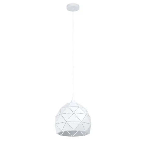 Candeeiro de teto com abajur redondo em metal branco ROCCAFORTE EGLO 97854