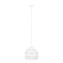 Candeeiro de teto com abajur redondo em metal branco ROCCAFORTE EGLO 97854