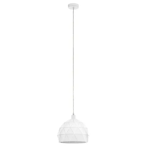 Candeeiro de teto com abajur redondo em metal branco ROCCAFORTE EGLO 97854
