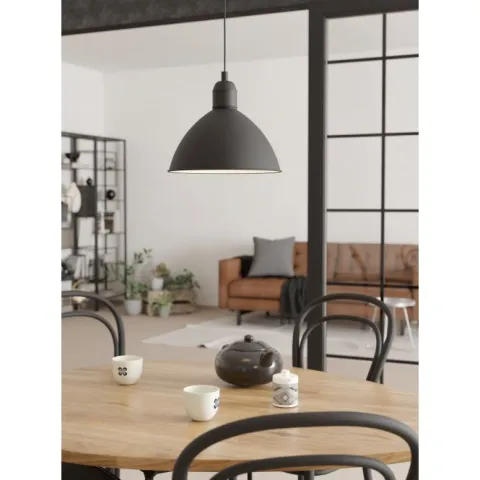 Candeeiro de teto com abajur redondo preto e branco PRIDDY EGLO 43878