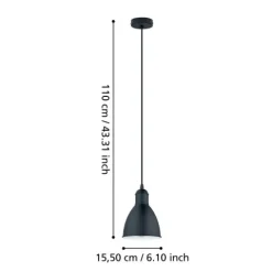 Candeeiro de teto com abajur redondo preto e branco PRIDDY EGLO 49464
