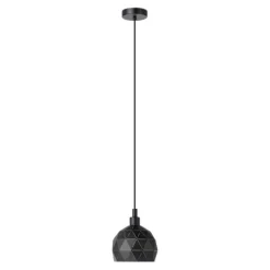 Candeeiro de teto com abajur redondo em metal preto e dourado ROCCAFORTE EGLO 33345