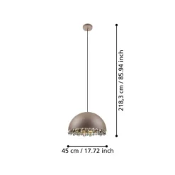Candeeiro de teto com abajur redondo metal moka e cristais pretos GAETANO 2 EGLO 39948