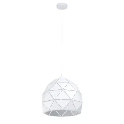 Candeeiro de teto com abajur redondo em metal branco ROCCAFORTE EGLO 97855