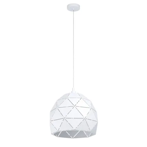 Candeeiro de teto com abajur redondo em metal branco ROCCAFORTE EGLO 97855