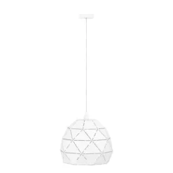 Candeeiro de teto com abajur redondo em metal branco ROCCAFORTE EGLO 97855
