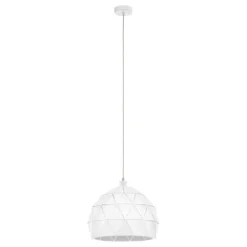 Candeeiro de teto com abajur redondo em metal branco ROCCAFORTE EGLO 97855