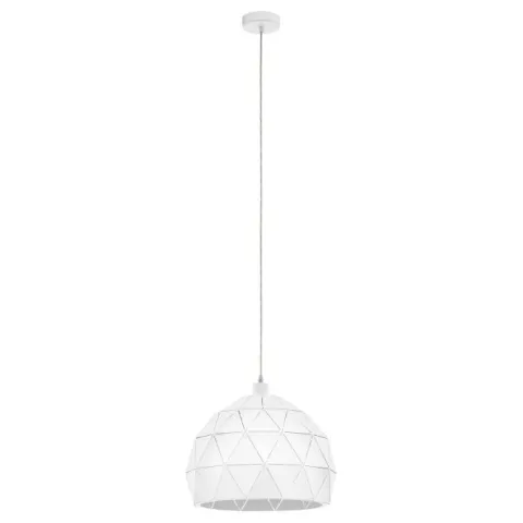 Candeeiro de teto com abajur redondo em metal branco ROCCAFORTE EGLO 97855