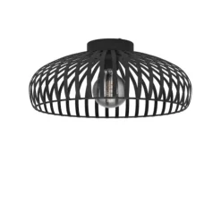 Candeeiro de teto com abajur redondo em metal preto MOGANO EGLO 900721