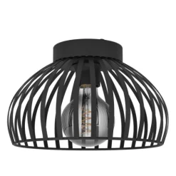 Candeeiro de teto com abajur redondo em metal preto MOGANO EGLO 900792