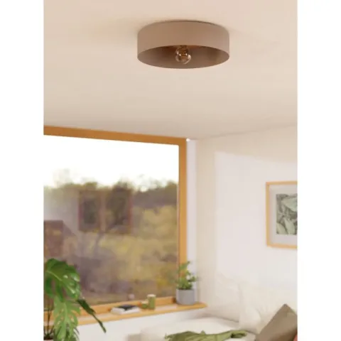 Candeeiro de teto com abajur redondo metal taupe DUAIA EGLO 900838