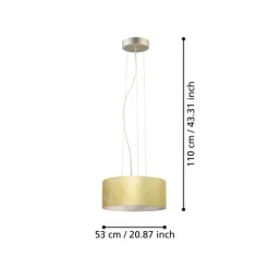 Candeeiro de teto com abajur redondo em tecido e folha de ouro VISERBELLA EGLO 97644