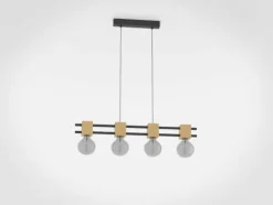 Candeeiro de teto com barras de metal preto e cubos de madeira LEVANTARA EGLO 390191