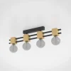 Candeeiro de teto com barras de metal preto e cubos de madeira LEVANTARA EGLO 390189