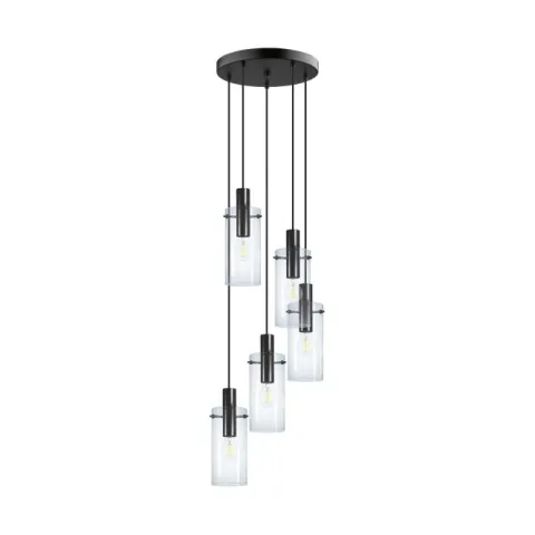 Candeeiro de teto com 5 cilindros de vidro transparente MONTEFINO EGLO 97368