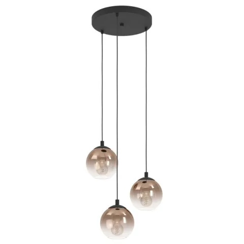 Candeeiro de teto com 3 cúpulas em vidro cobre ARISCANI 1 EGLO 901925