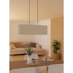 Candeeiro de teto com duas soquetes E27 em têxtil preto e branco FEBRES EGLO 901261