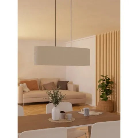 Candeeiro de teto com duas soquetes E27 em têxtil preto e branco FEBRES EGLO 901261