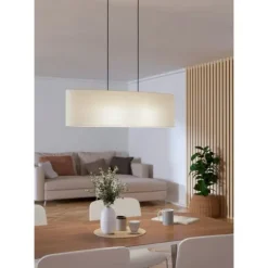 Candeeiro de teto com duas soquetes E27 em têxtil preto e branco FEBRES EGLO 901261