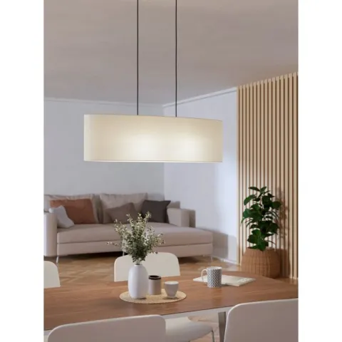 Candeeiro de teto com duas soquetes E27 em têxtil preto e branco FEBRES EGLO 901261