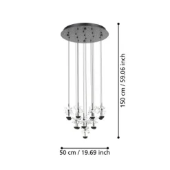 Candeeiro de teto com 15 elementos luminosos em vidro PIANOPOLI 2 EGLO 390277