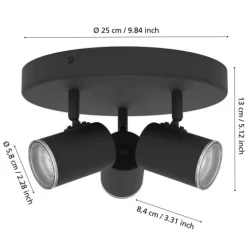 Candeeiro de Teto com 1 Foco Preto Mate CONSUMA 1 EGLO 901965