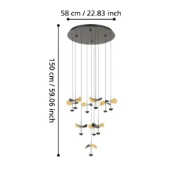 Candeeiro de teto com folhas douradas e LEDs reguláveis DRACERA EGLO 390339