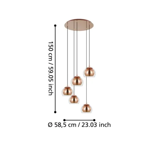 Candeeiro de teto com 5 lâminas de vidro transparente ROCAMAR EGLO 98595