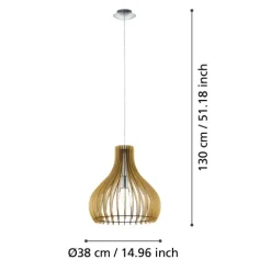 Candeeiro de Teto com Madeira e Metal Níquel Mate Tindori EGLO 96258