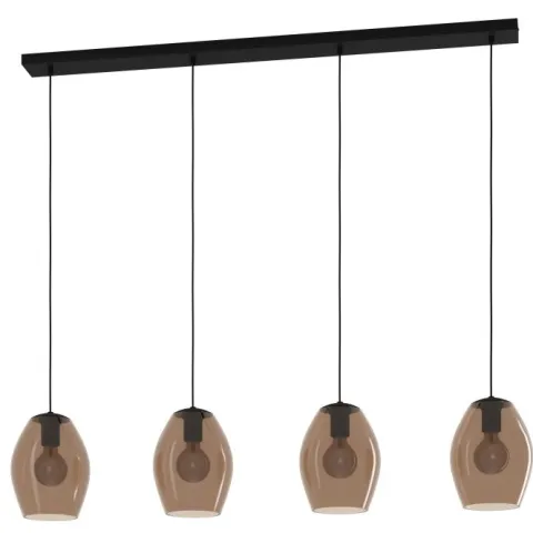 Candeeiro de teto com quatro abajures de vidro castanho ESTANYS 1 EGLO 390162