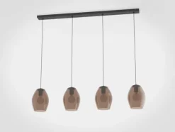Candeeiro de teto com quatro abajures de vidro castanho ESTANYS 1 EGLO 390162