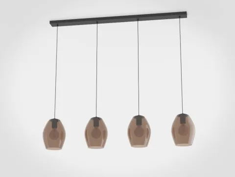 Candeeiro de teto com quatro abajures de vidro castanho ESTANYS 1 EGLO 390162