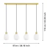 Candeeiro de teto com quatro abajures de vidro branco MANZANARES EGLO 900306
