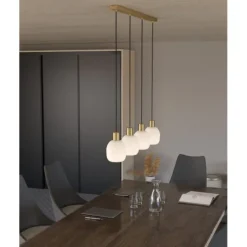 Candeeiro de teto com quatro abajures de vidro branco MANZANARES EGLO 900306