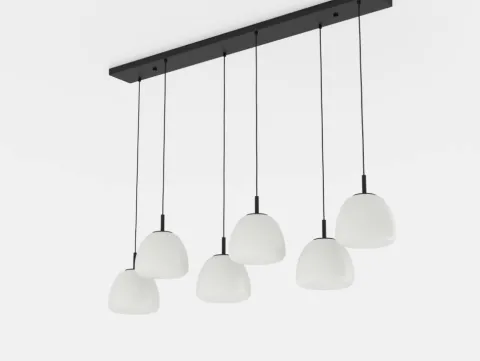 Candeeiro de teto com seis abajures em vidro opalino BALMES EGLO 390203