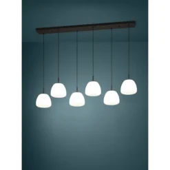 Candeeiro de teto com seis abajures em vidro opalino BALMES EGLO 390203