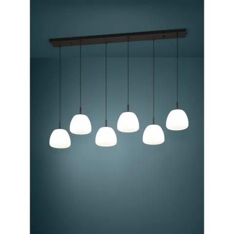 Candeeiro de teto com seis abajures em vidro opalino BALMES EGLO 390203